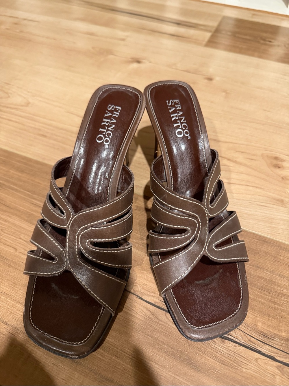 Vintage Franco Sarto Brown Leather Mules